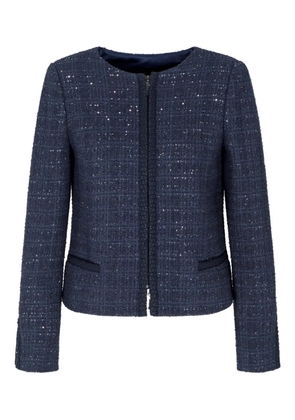 Emporio Armani sequin-embellished tweed jacket - Blue