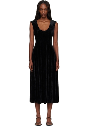 GUIZIO Black Leila Velvet Midi Dress