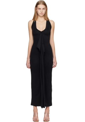 Belle Anna Black Cascade Midi Dress