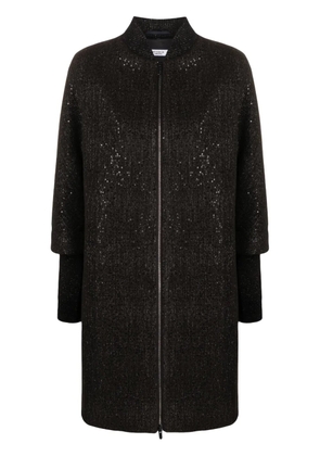 Peserico sequin-embellished long bomber jacket - Brown