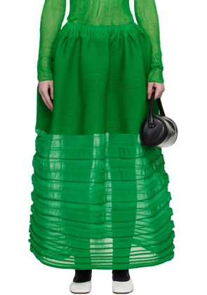 ISSEY MIYAKE Green December Moving Knit Midi Skirt