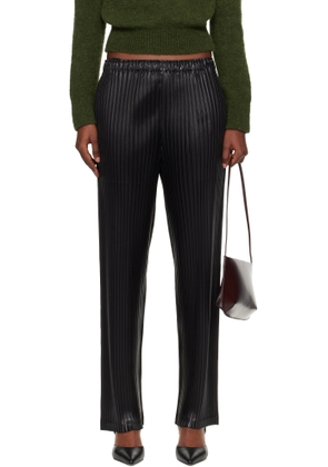 ISSEY MIYAKE Black Glossed Metal Pleats Trousers