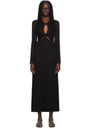 Christopher Esber Black Open Twist Anglaise Maxi Dress