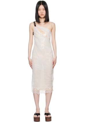 Coperni White Wrinkled Belt Midi Dress