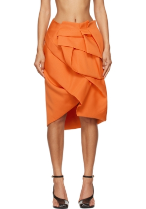 Dries Van Noten Orange Draped Peplum Midi Skirt