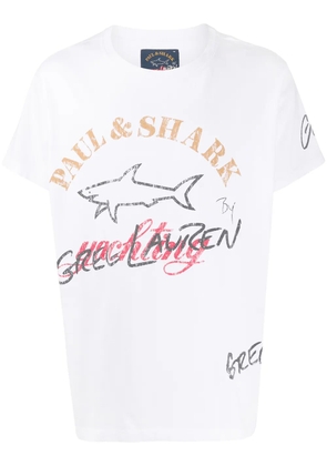 Greg Lauren X Paul & Shark crew neck logo printed T-shirt - White