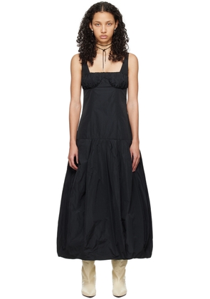 Jil Sander Black Ruched Midi Dress