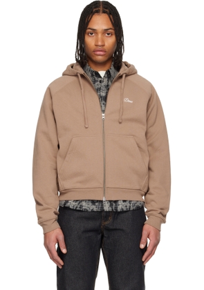 Dime Taupe Cursive Small Logo Zip Hoodie