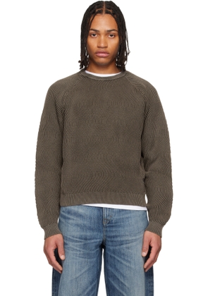 Dime Brown Wave Knit Sweater