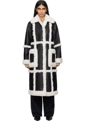 Stand Studio Black & Off-White Patrice Faux-Shearling Coat