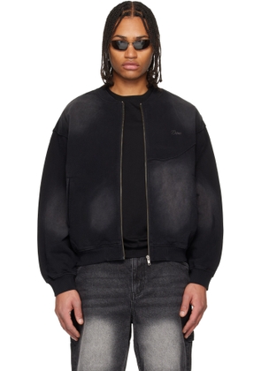 Dime Black Faded Fleece Bomber Jacket