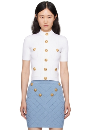 Balmain White Buttoned Cardigan