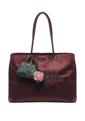 V°73 embroidered velvet tote bag