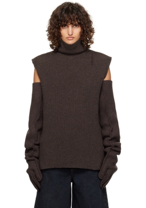 Marni Brown Ribbed Wool Turtleneck