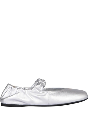 Miu Miu ruffled nappa ballet flats - Silver