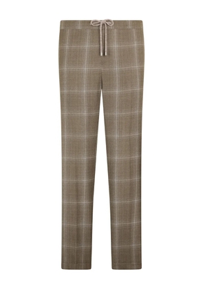 Malo drawstring checked trousers - Brown