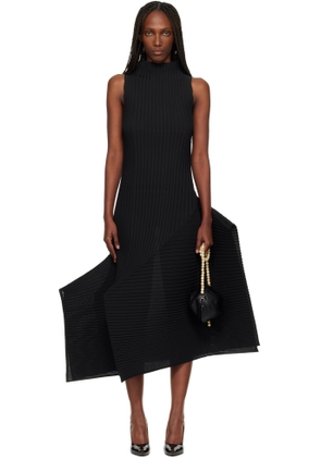 ISSEY MIYAKE Black Fold Pleats Midi Dress