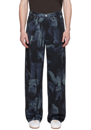 Dries Van Noten Blue Pattern Jeans