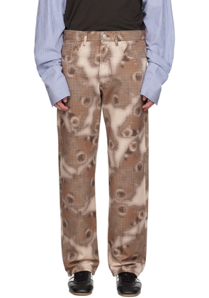 Dries Van Noten Brown Pattern Jeans