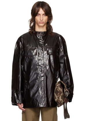Dries Van Noten Brown Stand Collar Jacket