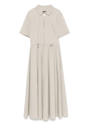 Add drawstring-waist midi dress - Neutrals