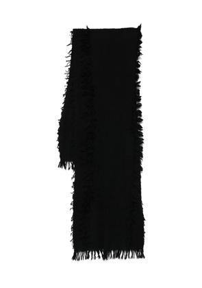 Yohji Yamamoto fringed-trim wool scarf - Black