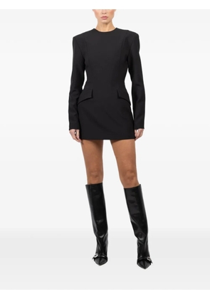 Ronny Kobo Alana padded-shoulder long-sleeve mini dress - Black