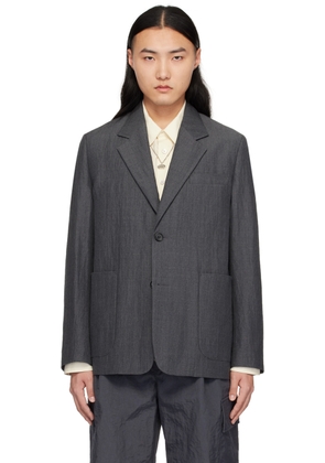Solid Homme Gray Crinkled Blazer