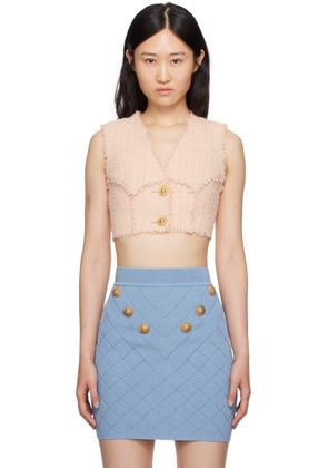 Balmain Pink Cropped Tank Top