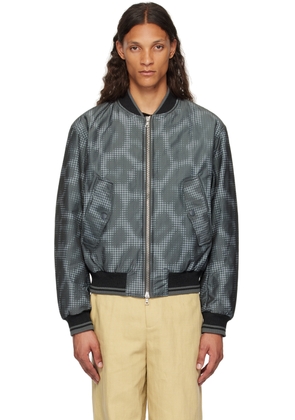 Dries Van Noten Gray & Blue Printed Bomber Jacket