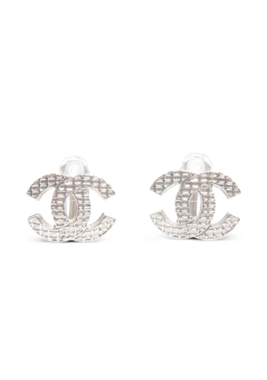 CHANEL Pre-Owned 2000 Coco Mark clip-on earrings - Silver