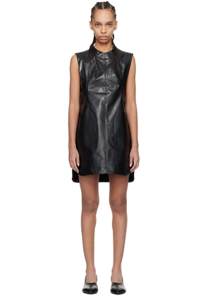 Mame Kurogouchi Black Coated Faux-Leather Minidress
