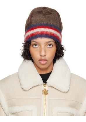 Balmain Brown Brushed Beanie