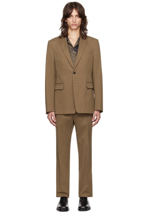 Dries Van Noten Brown Single-Breasted Cotton Suit