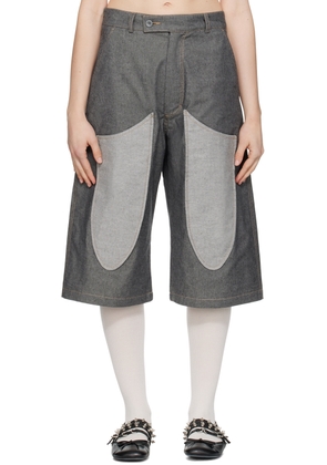 STRONGTHE Gray Wasp Denim Shorts