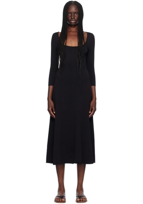 Staud Black Douvres Midi Dress