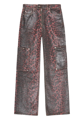 GANNI leopard-print jeans - Red