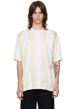 Dries Van Noten White & Beige Paneled T-Shirt