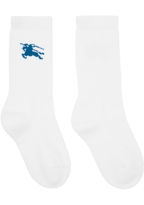 Burberry White Ribbed Cotton Blend Socks