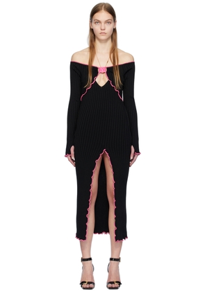 Versace Jeans Couture Black V-Emblem Midi Dress