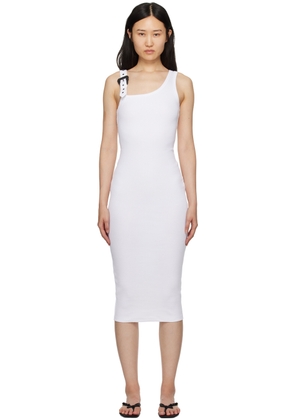 Versace Jeans Couture White Baroque Buckle Midi Dress