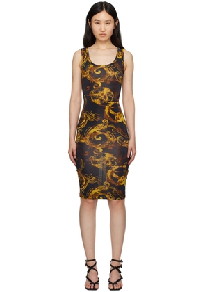 Versace Jeans Couture Black Printed Midi Dress