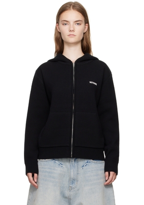 We11done Black Embroidered-Logo Hoodie