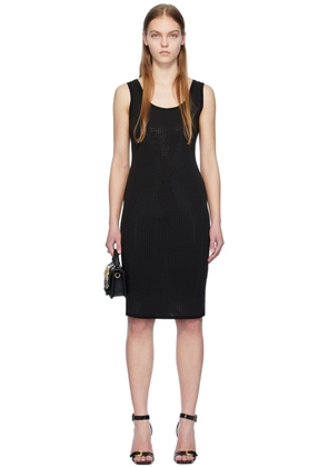 Versace Jeans Couture Black Crystal-Cut Midi Dress