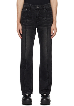 C2H4 Black Stagger Streamline Arch Jeans