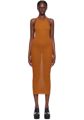 Rick Owens Orange Round Neck Midi Dress