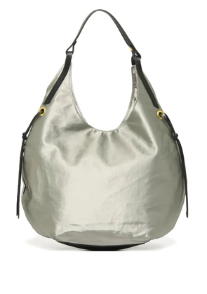 Jack Gomme leather-trimmed linen shoulder bag - Silver