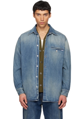 MM6 Maison Margiela Blue Long-Sleeved Denim Shirt