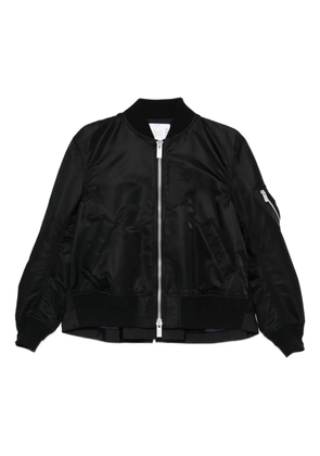 sacai pleat-detail bomber jacket - Black