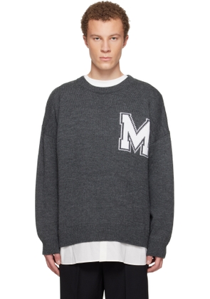 MM6 Maison Margiela Gray Two-In-One Varsity Knit Sweater
